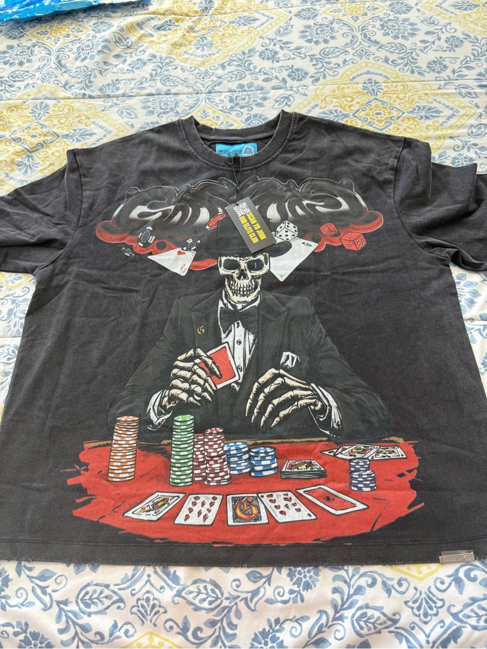 Godspeed Men's Black Graphic Poker Skeleton T-Shirt
